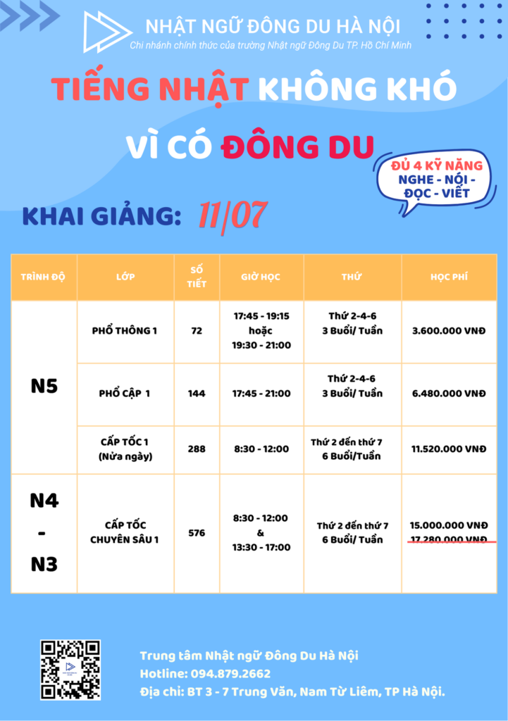 lịch khai giảng lớp du học sinh