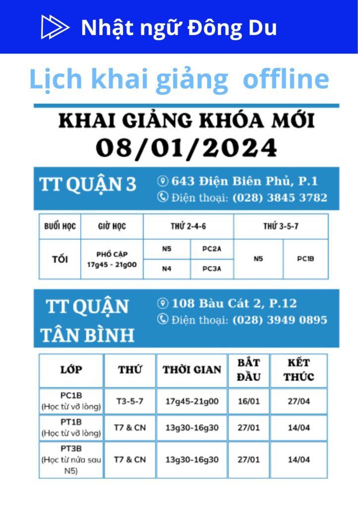 lịch khai giảng ĐD TPHCM