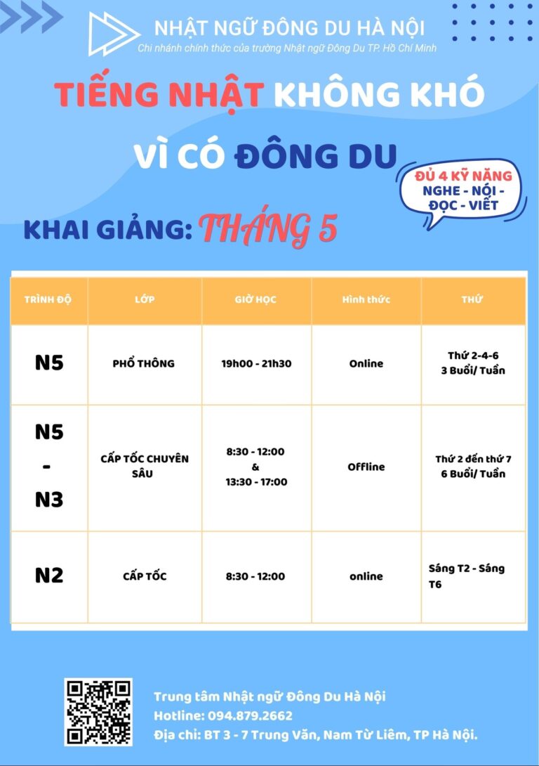 Học tiếng Nhật - Du học Nhật Bản Đông Du Hà Nội
